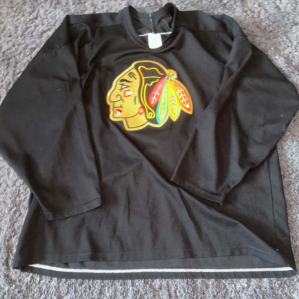 Vintage CCM Chicago Blackhawks Air-Knit Practice Hockey Jersey Black Size XL